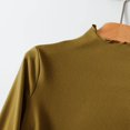 thumbnail image 6 of Women Spring Tops Lightweight Ruffle Mock Neck Solid Color Long Sleeve Undershirt - Half High Neck Ribbed Top Ribbed Lettuce Trim Soft Base Layer - Fitted Casual Homewear for Women Earthy Yellow XXXL, 6 of 7