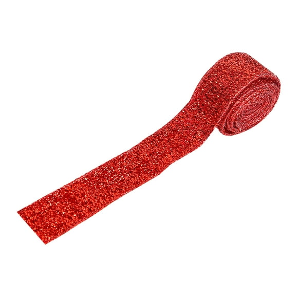 Tkrady Red Crinkled Glitter Ribbon, Christmas Ribbon for Cristmas Tree Topper Bow Wreaths Swags Gift Wrapping Wedding Decoration-Countinuous