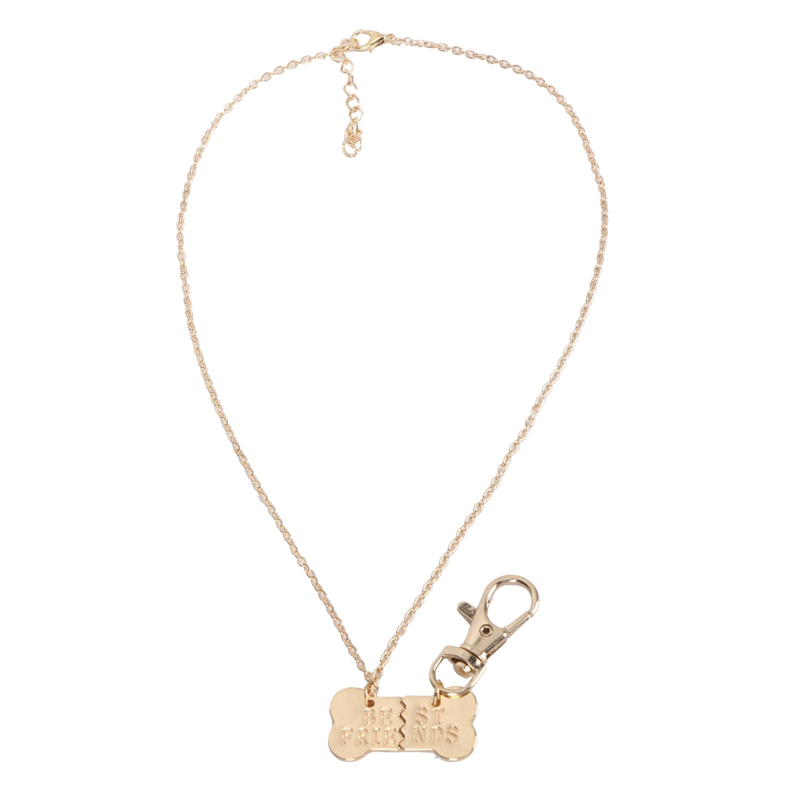 Alloy Owner and Pet Pair Dog Bone 2 Splicing Necklace Dog Tag Chain 2 Split PendantsGolden White Word 2 Splice Dog Bone Owner Necklace and Pet Pendant