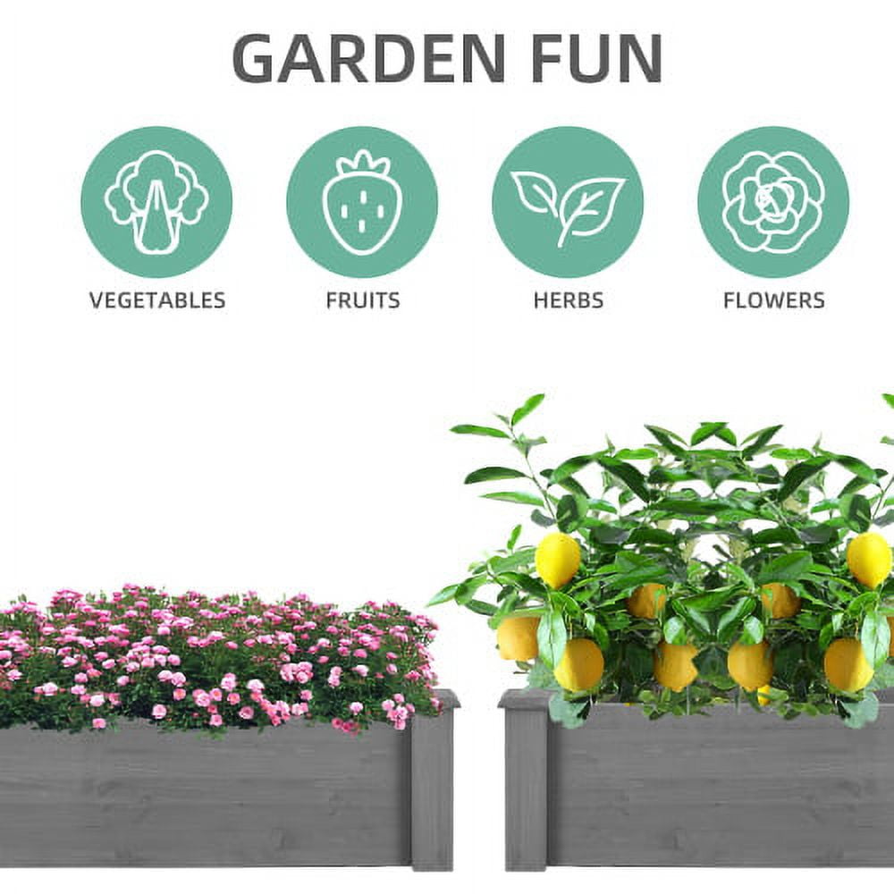 Howcool 8x2ft Outdoor Raised Garden Bed, Large Wooden Planter Box for Vegetables & Flowers, Above Ground Gardening Bed, Easy Assembly for Backyard Patio, Gray, 96x28x10''