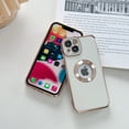thumbnail image 4 of Allytech for iPhone XS Max 6.5 Inch Gold Plated Frame with Lens Film Case, Back Panel Exposed Logo Shockproof Scratchproof Cover Case for iPhone XS Max, White, 4 of 5