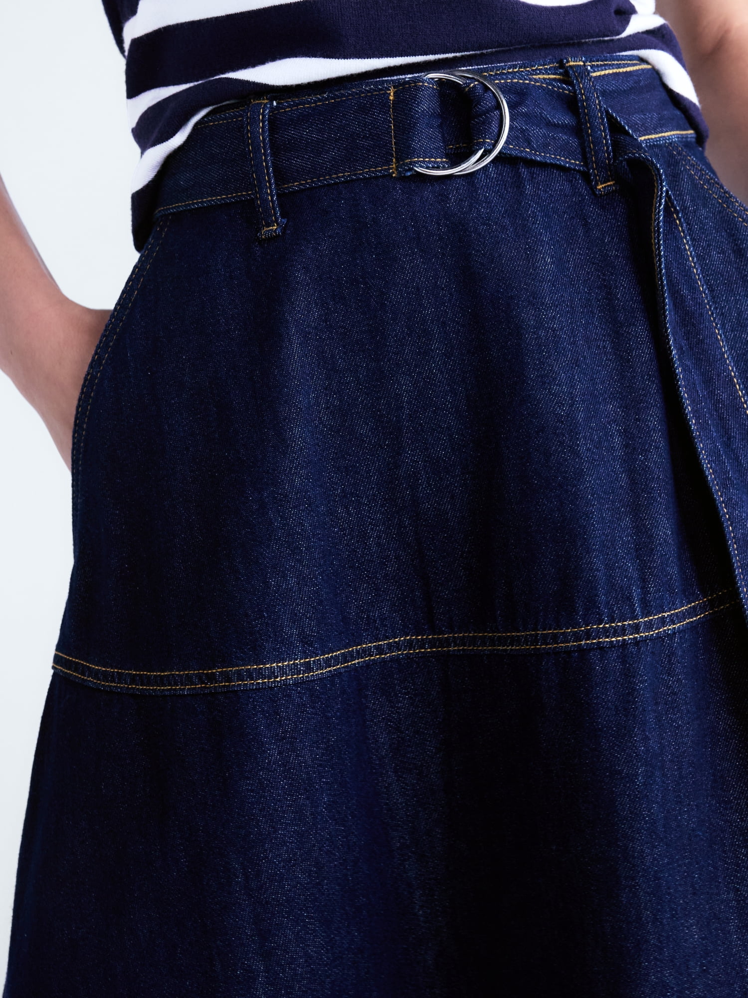 Free Assembly Women's Belted Denim Panel Skirt, Sizes 0-20