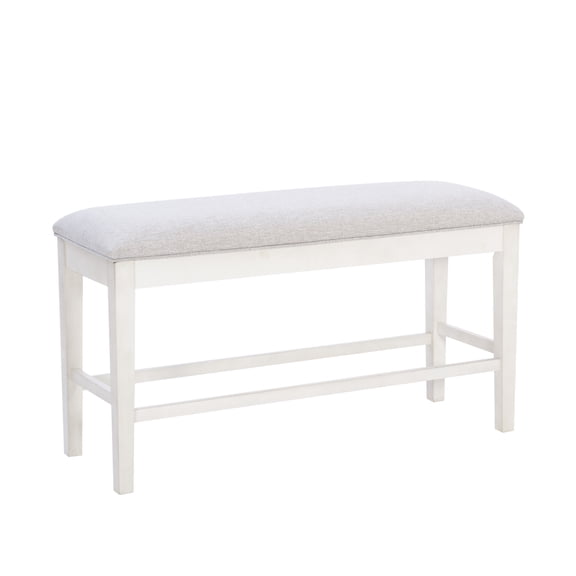 Powell Drew Counter Height Dining Bench, White/Gray