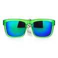 thumbnail image 2 of Kush Mens Neon Pop Horn Rim Sport Horned Sunglasses Dark Green, 2 of 4