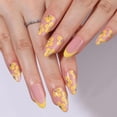 thumbnail image 2 of 24Pcs Almond Press on Nails Medium Fake Nails Yellow Flower False Nails with Rhinestone Design French tip Glue on Nails Reusable Acrylic Nails Press ons for Women Girls Manicure 0422-8 24 Fl Oz (Pack, 2 of 4