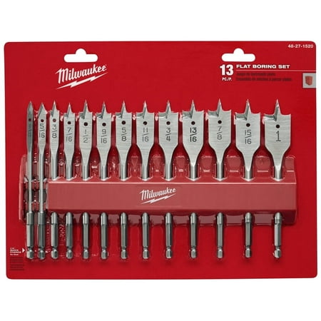 UPC: 0045242521838 | Milwaukee 48-27-1520 Flat Boring Bit Set  Silver (13 Pcs)