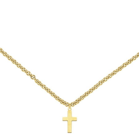 Primal Gold 14 Karat Yellow Gold Cross Charm with 18-inch Cable Chain