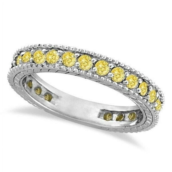Yellow Topaz Eternity Ring Band Wedding Anniversary 925 Sterling Silver Gemstone Jewelry For Women Gift