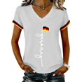 thumbnail image 1 of Women's Germany Football Graphic T-Shirt, Women's V-Neck T-Shirt German Soccer Letter Print Graphic Tee, Casual Fashion Top, Summer Short Sleeve Blouse for Soccer Tournament 2026 White Size: XL, 1 of 4