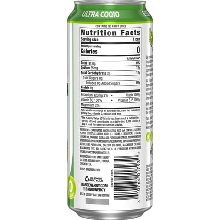 BANG ENERGY DRINK, LIME POP DROP, 16 FL OZ, CAN