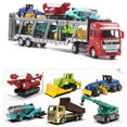 thumbnail image 2 of BIMZUC 7 in 1 Transport Truck Toy Alloy Pull Back Function Carrier Model with 6 Small New Type Engineering Vehicles Set Educational Play Gift for Boys and Girls 12.6 inches / 32 cm Red, 2 of 9