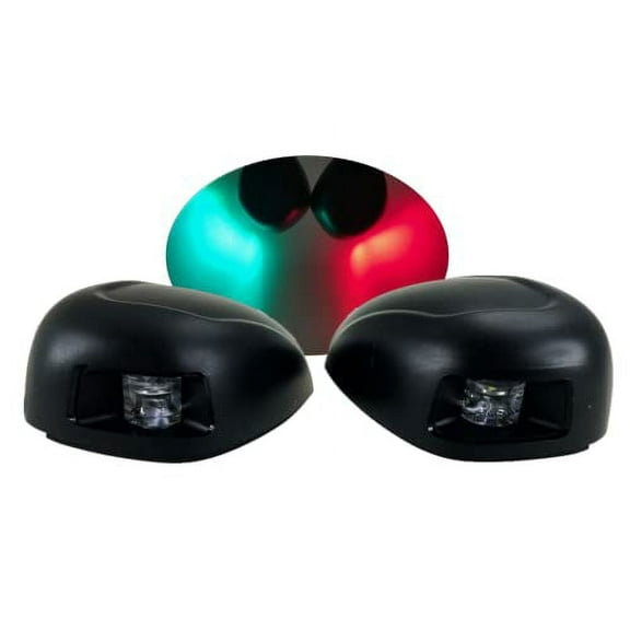 Pactrade Marine Boat Horizontal Mount Navigation Green Red Light 2NM LED IP:66 20m 112.5 Degrees Each DC12V/2W Black Plastic PC Housing (Green Starboard & Red Port Lights)