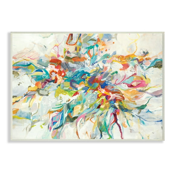 Exciting Tropical Shapes Abstraction Blue Red Pop 19 in x 13 in Framed Painting Art Print, by Stupell Home Décor