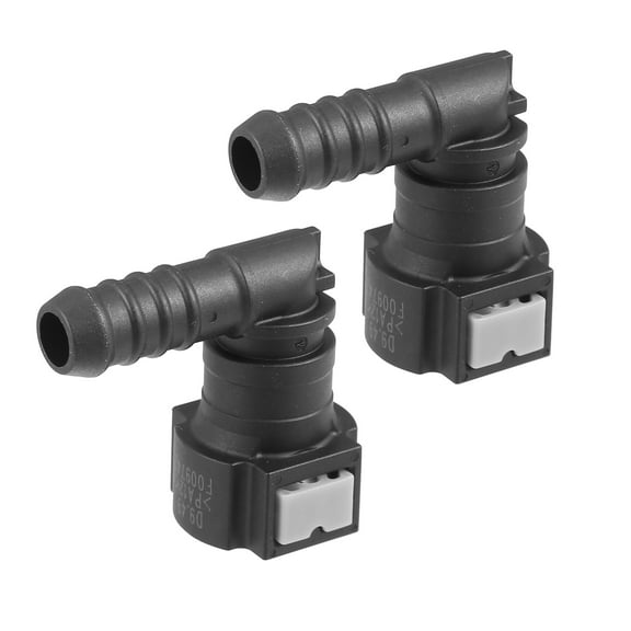 Unique Bargains 2pcs Fuel Line Quick Connect 90 Degree Push-On Single Barb Adapter Connector for 3/8 to 3/8 Rubber Tube
