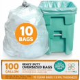 thumbnail image 2 of PlasticMill Heavy Duty Trash Bags - Clear Garbage Bags - Plastic Trash Bags for Large Rolling Trash Bins - Tall Trash Bags - 100-Gallon Large Kitchen Trash Bags, 1.3 Mil, 67"x79" (10-Count), 2 of 4