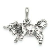 Sterling Silver Antiqued Taurus Zodiac Pendant