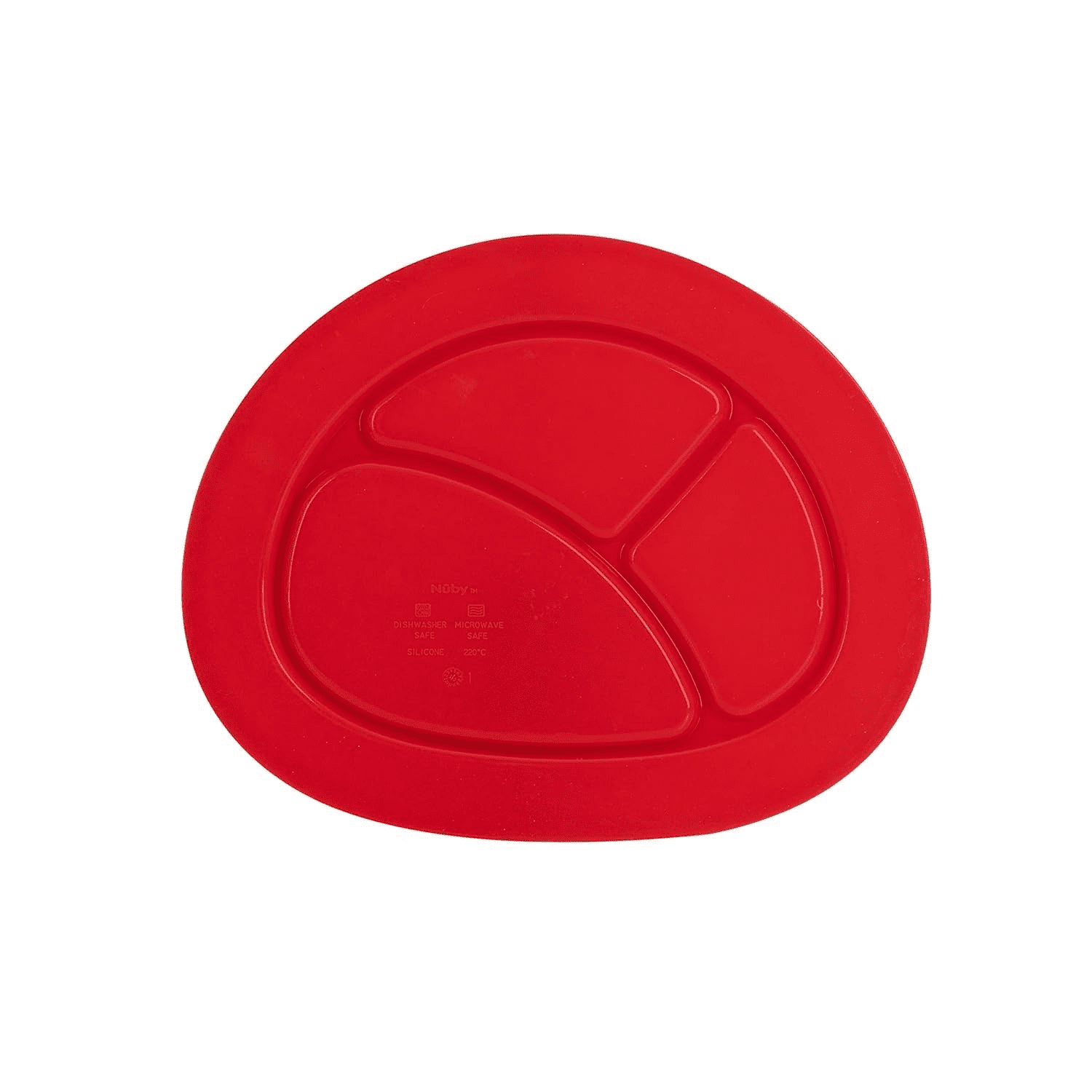 Nuby Sure Grip Silicone Miracle Mat 3-Section Oval Plate, Pink