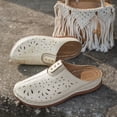 thumbnail image 5 of Mules Sandals for Women Thick Sot Sole Retro Hollow out Slip on Slides Casual Lightweight Nonslip Orthopedic Walking Shoes White Size 7, 5 of 8