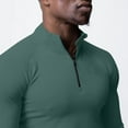 thumbnail image 6 of APEXFWDT Men's Long Sleeve Half-Zip Stand Collar Top Slim Fit Athletic Training Shirt with Thumb Holes Casual Activewear,L,Green, 6 of 7