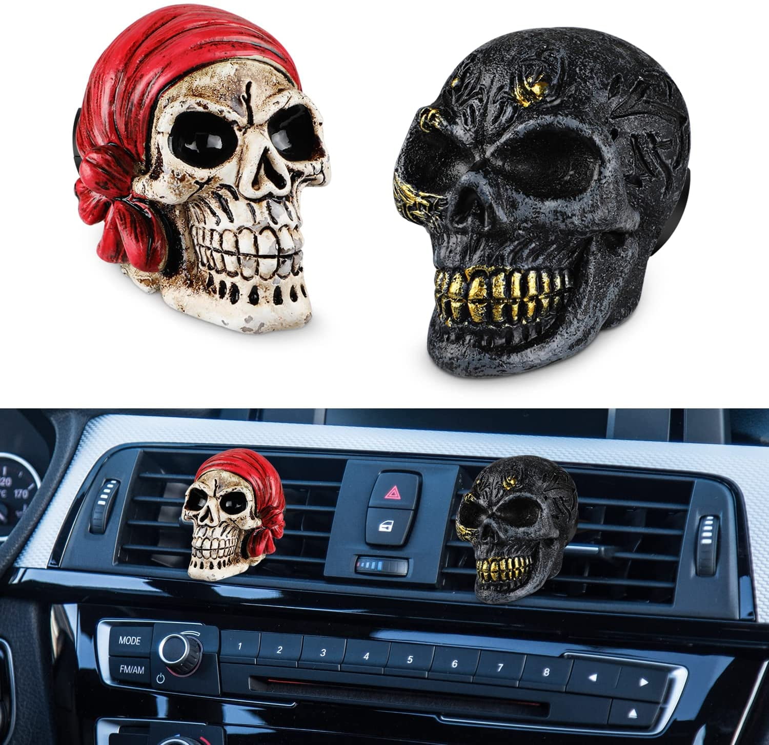 Cute Skull Car Decor Désodorisants Vent Clip Accessoires intérieurs pour  hommes femmes, parfum de désodorisant de