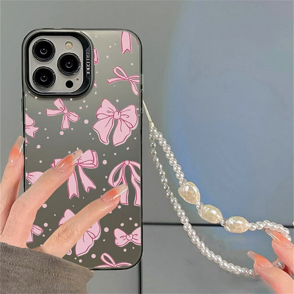 Pearl Chain Phone Cases For Samsung Galaxy S24 S23 Note 20 Ultra S20 FE S21 S22 Plus Case Matte Laser Colorful Bumper Armor