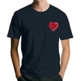 thumbnail image 1 of T-Shirt Graphique pour Homme de la Saint-Valentin avec Imprimé Cœur Pailleté Rouge, Tissu Doux, Tenue Décontractée d'Été et pour Rendez-Vous, Navy, TG, 1 of 4