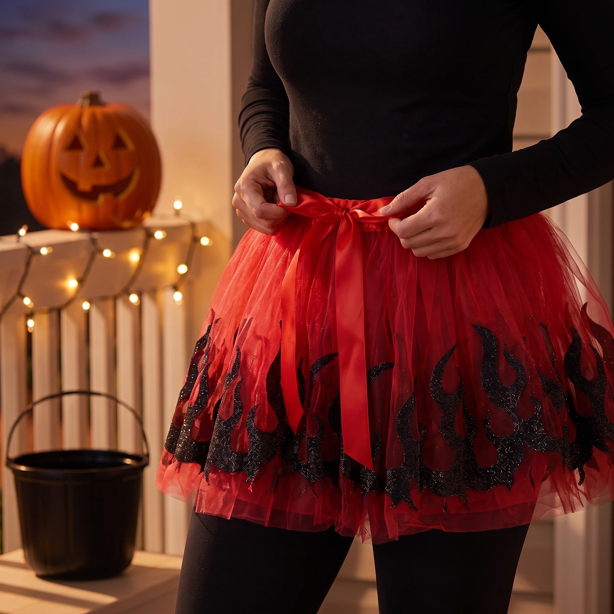 Devil Flame Tutu Costume Accessory for Adults, Red and Black, S/M, Halloween by Way To Celebrate