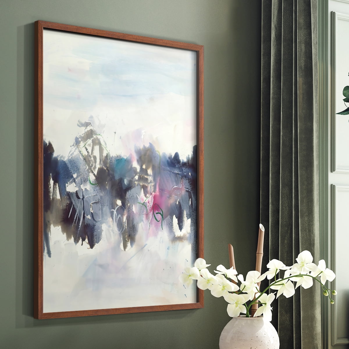 Birds II Framed Print in Brown Solid Wood Framed Print No Nail Hanging