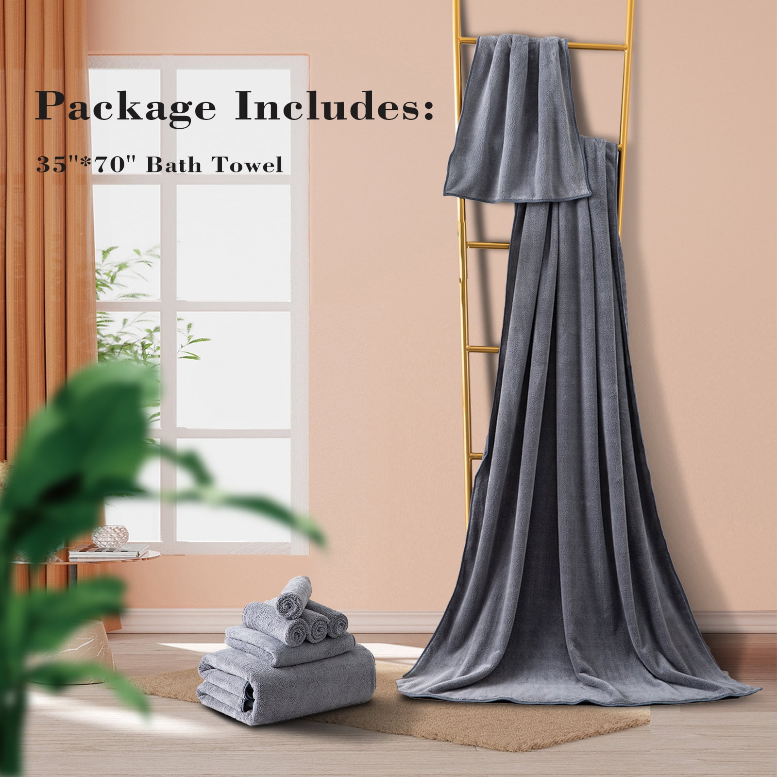 Smuge 4 Pack Oversized Bath Sheet Towels (35 x 70 in,Dark Gray) 700 GSM Ultra Soft Large Bath Towel Set Thick Cozy Quick Dry Bathroom Towels Hotel Luxurious Towels