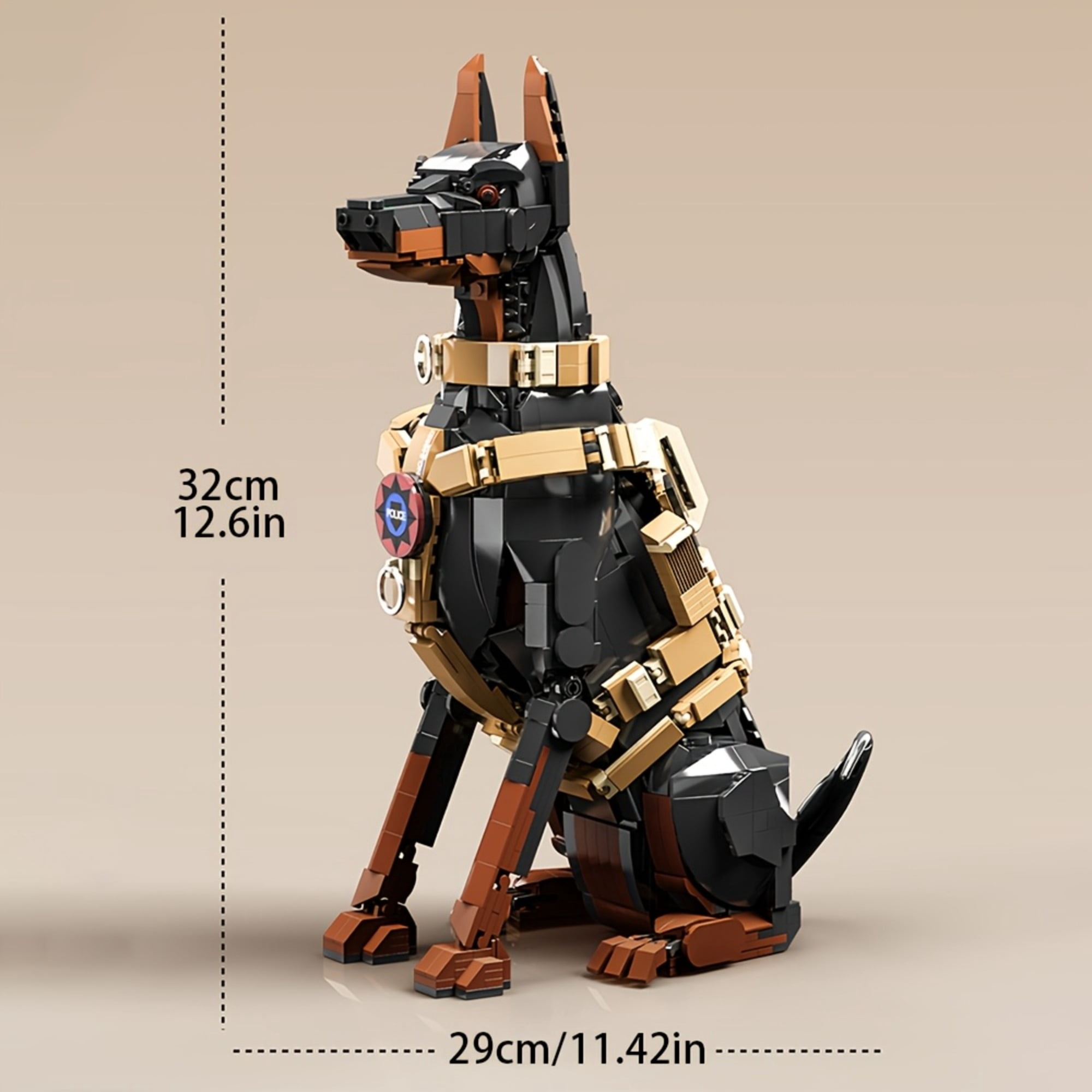Remocguys Tactical Doberman Dog Building Set Compatible with Lego Animal Collectible Model Kit Home Decor for Adults 1376pcs