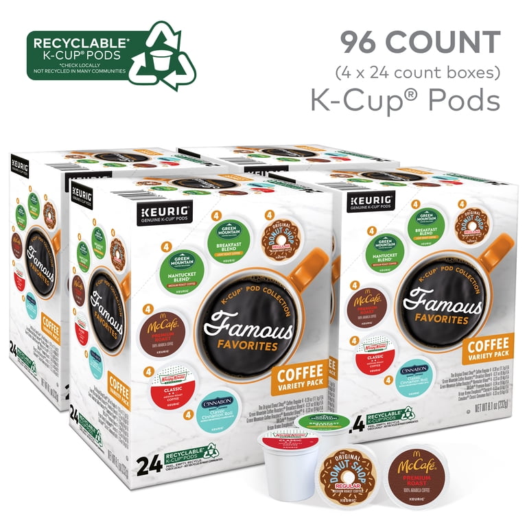 4 pack) Keurig, Famous Favorites Variety Pack Medium Roast K-Cup