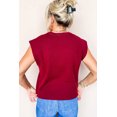 thumbnail image 2 of Women's Racing Red Solid Color Crew Neck Knit Cap Sleeve Sweater – Casual Daily Wear Essential, XL, 2 of 7
