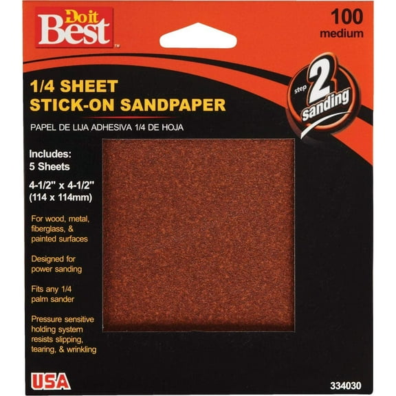 Ali Industries Do it Best 1/4 Sheet Stick-On Sanding Sheet 220 Grit - Aluminum Oxide