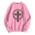 thumbnail image 4 of Arlun Christian Sweatshirt for Women Jesus Faith Trendy Leopard Cross Graphic Printed Pullover Tops Long Sleeve Crewneck Loose Cozy Religious Cute Y2K Sweatshirt Pink L, 4 of 4
