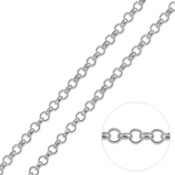 14K White Gold 2mm - 2.5mm Rolo Pendant Chain, FREE Microfiber Cloth, High Polish Link Mens Womens Necklace, Giorgio Bergamo