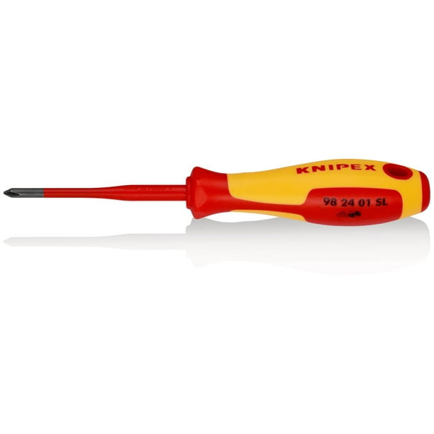 KNIPEX 98 24 01 SL Desarmadores (Slim) para tornillos cruciformes Phillips© mango aislante en dos componentes, según norma VDE bruñido 187 mm