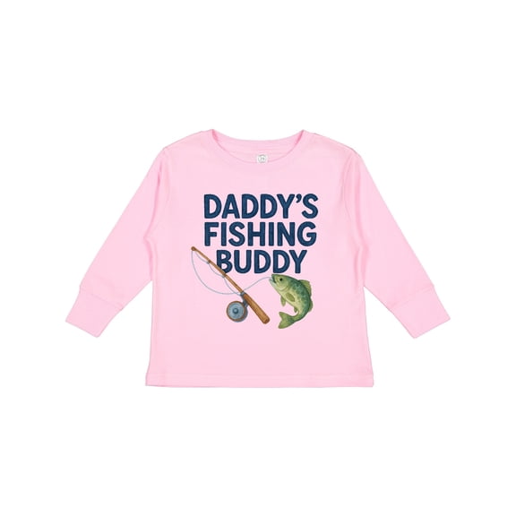 Inktastic Daddy's Fishing Buddy Graphic Boys or Girls Long Sleeve Toddler T-Shirt