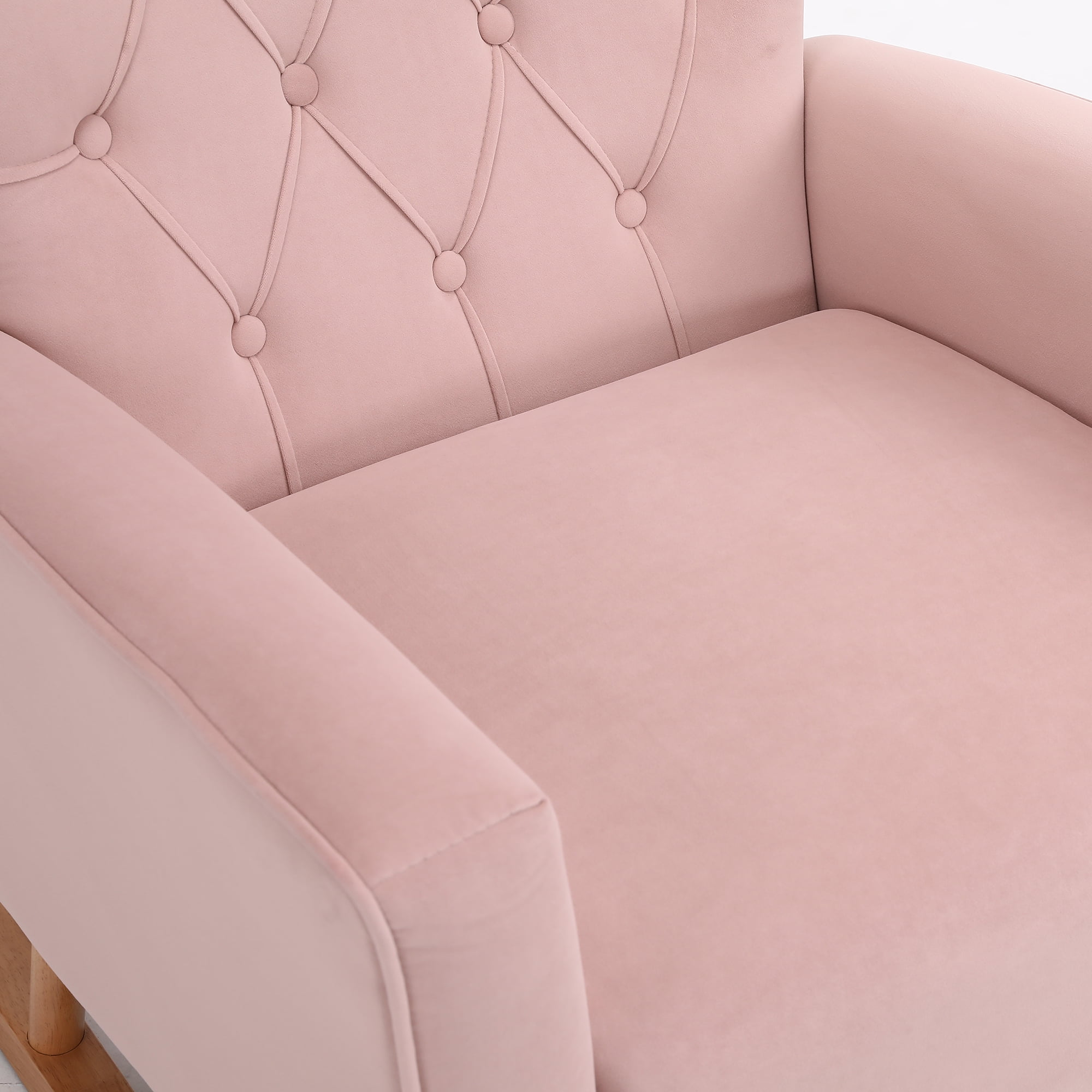 Kadyn Rocking Chair Nursery Armchair with High Back for Baby Room, Pink Kadyn Rocking Chair Nursery Armchair with High Back for Baby Room, Pink