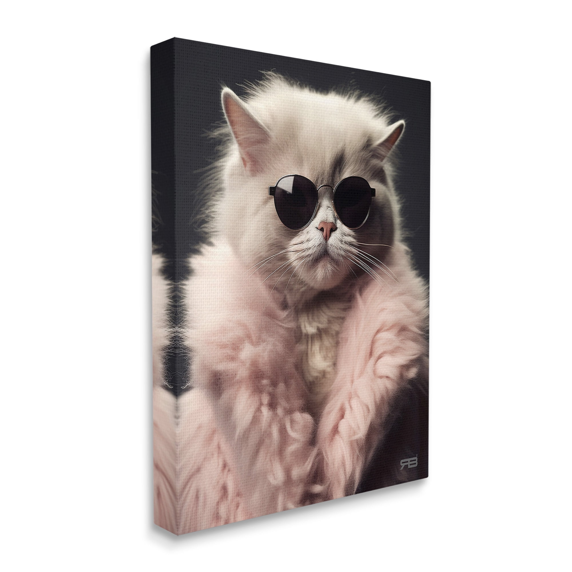 Stupell Industries Cat in Fur Jacket Animals & Insects Painting Gallery Wrapped Canvas Art Print Wall Art, 36 x 48