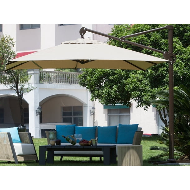 Abba Patio Rectangular Cantilever Umbrella With Cross Base And Storage Cover 10 Feet Tan Walmart Com Walmart Com