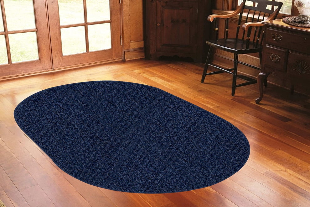 Indoor Outdoor Commercial Rugs Navy Color 5'X7' Oval Area Rug