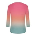 thumbnail image 6 of Womens Slim Fit T-shirts 3/4 Sleeve Crewneck Plus Size Y2k Crop Tops Graphic Base Tee Shirt S-3X Casual Spring (2XL, Pink|Gradient), 6 of 7
