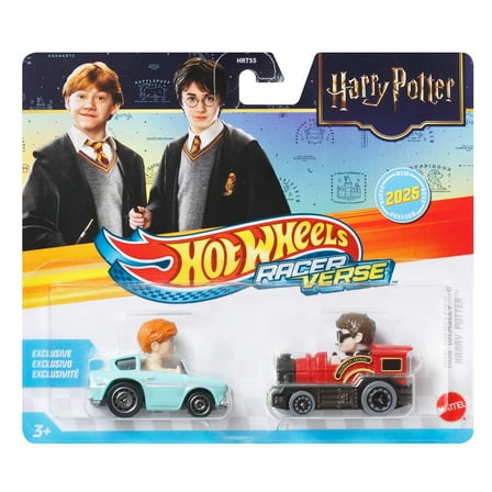 Hot Wheels RacerVerse Die-Cast Cars, Set of 2 Toy Vehicles with Character Drivers Optimized for RacerVerse Track (Styles May Vary)