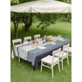thumbnail image 4 of Outdoor Tablecloth with Umbrella Hole for Patio/Picnic/Party/Camping, Blue Brown Stripes Waterproof Table Cloth Rectangle Table Cover Washable, Abstract Geometric Spring Flowers Country (54"x 80"), 4 of 8