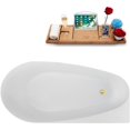 thumbnail image 3 of 59" Streamline N3140BBR Soaking Freestanding Tub and Tray With Internal Drain in Brushed Brass, 3 of 7