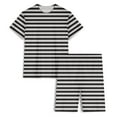thumbnail image 4 of LOVZFMLL Two Piece Sets for Women Striped Basic T-Shirts and Biker Shorts Lounge Matching Sets Summer Casual Going Out Outfits Black XL, 4 of 5
