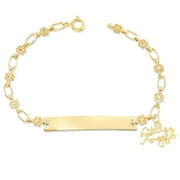 Retro Link Kids 14K Gold-Plated, Little Angel Charm, Baby Child Infant Bracelet, Flower Engravable ID, 5.5"-6"