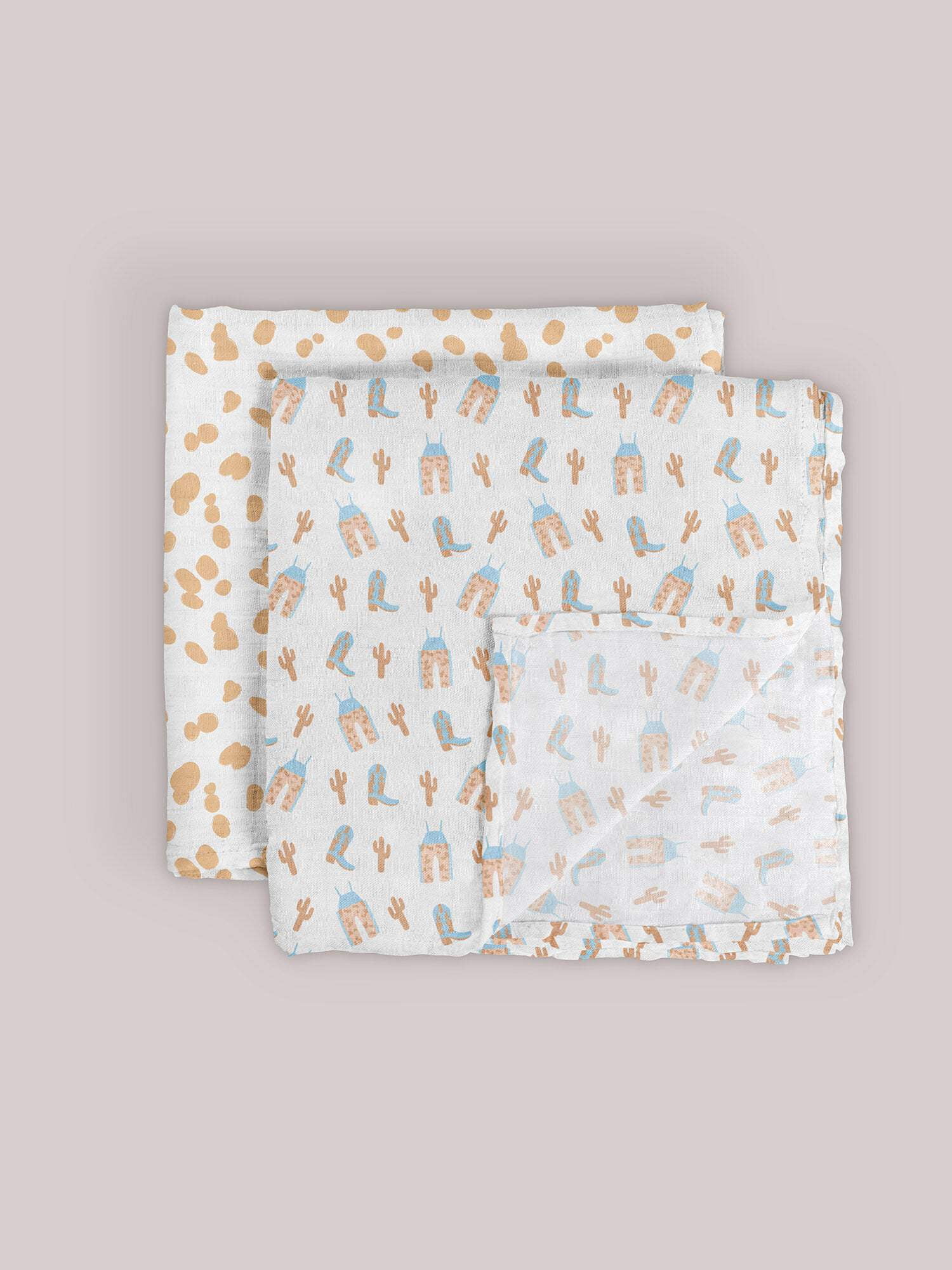 JuJuBe x Studio Oh! 2-Pack Square Swaddle Blanket Set - Howdy Partner Blue