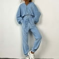 thumbnail image 2 of IROINNID Tracksuit For Women 2 Pieces Set Color Cardigan, Hooded Pants, Casual , Long Sleeved Sweatshirts Set Sport Outfits Set,Blue, 2 of 6
