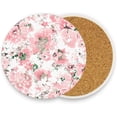 thumbnail image 2 of FREEAMG Wild Flowers Pink Coasters for Drinks Set of 4, Absorbent Ceramic Drink Coaster with Cork Base for Wooden Coffee Table, Cool Housewarming Gift for Home Decor, 2 of 6